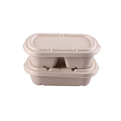 recipientes de alimento biodegradáveis da polpa do compartimento 750ml 2 Microwaveable