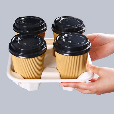 Copo de café empilhável Tray Cup Holder do papel do bagaço de 4 copos